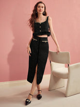 MOTF PREMIUM TWEED THIGH SLIT SKIRT
